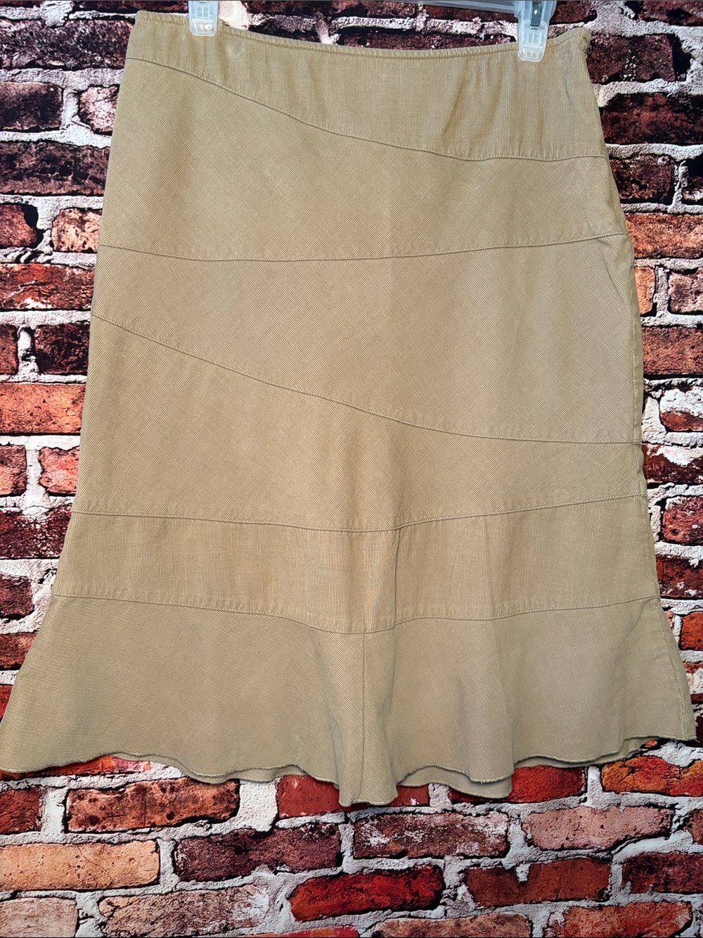 Style & Co. Khaki A-Line Flared Panel Skirt Lightweight 100% Cotton 8P